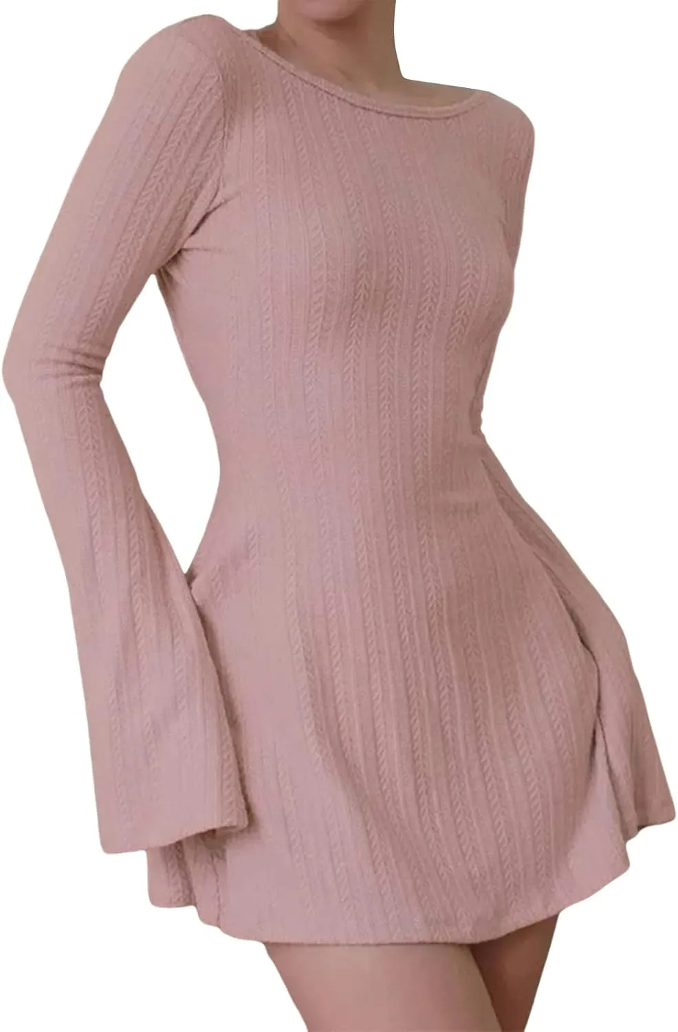 SOLILOQUY Women Gothic Dress Punk Off Shoulder Striped Knit Dress Y2k Fairy Grunge Dress Halloween Dark Academia Clothes