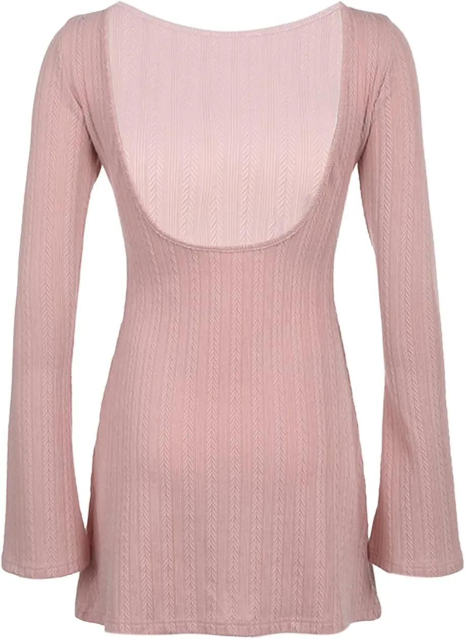 SOLILOQUY Women Gothic Dress Punk Off Shoulder Striped Knit Dress Y2k Fairy Grunge Dress Halloween Dark Academia Clothes