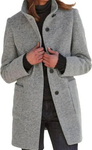 SOMTHRON Women's Winter Pea Coat Wool Blend Stand Collar Single Breasted Mid Long Trench Coat Blazer Jacket