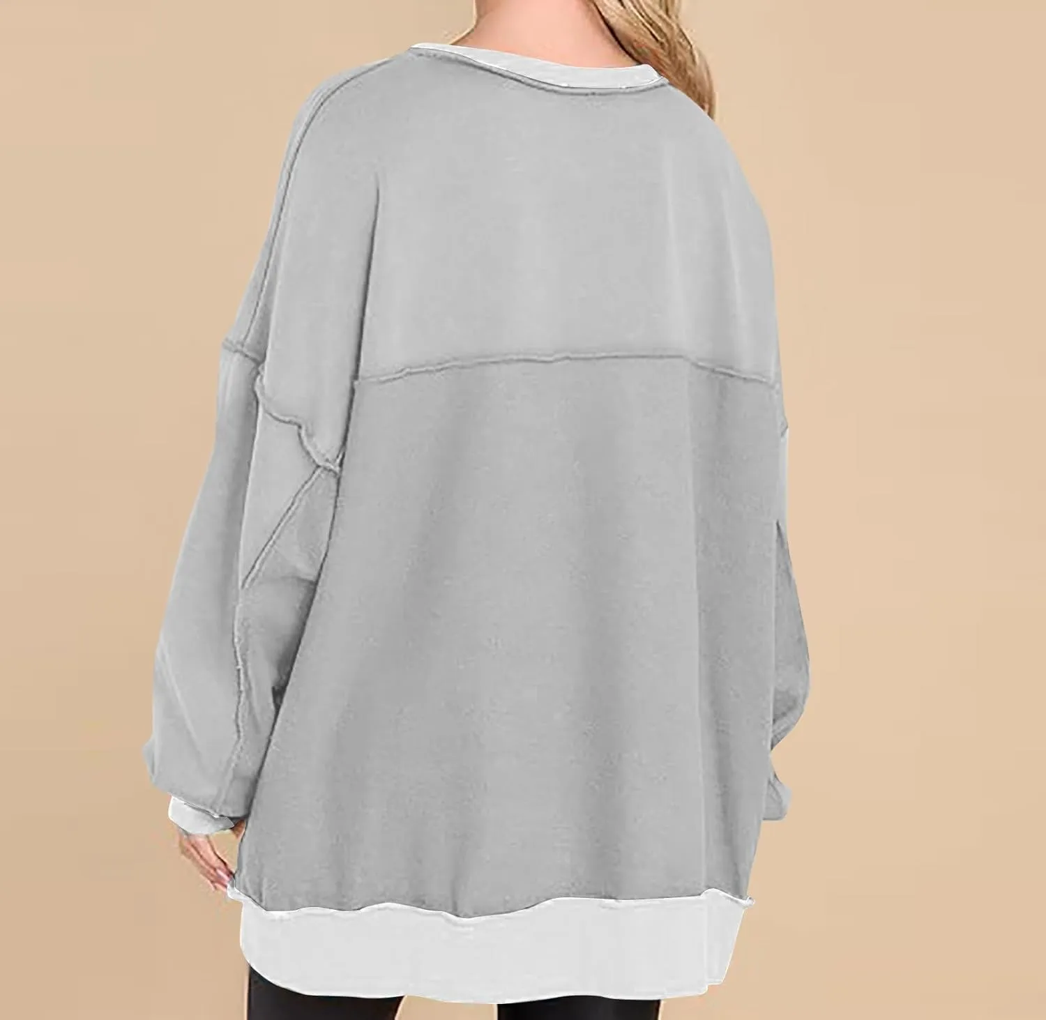 Sweatshirt for Women Oversized Crewneck Side Slit Long Sleeve Pullover Shirts Loose Fit Fall Fashion Trendy Hoodies