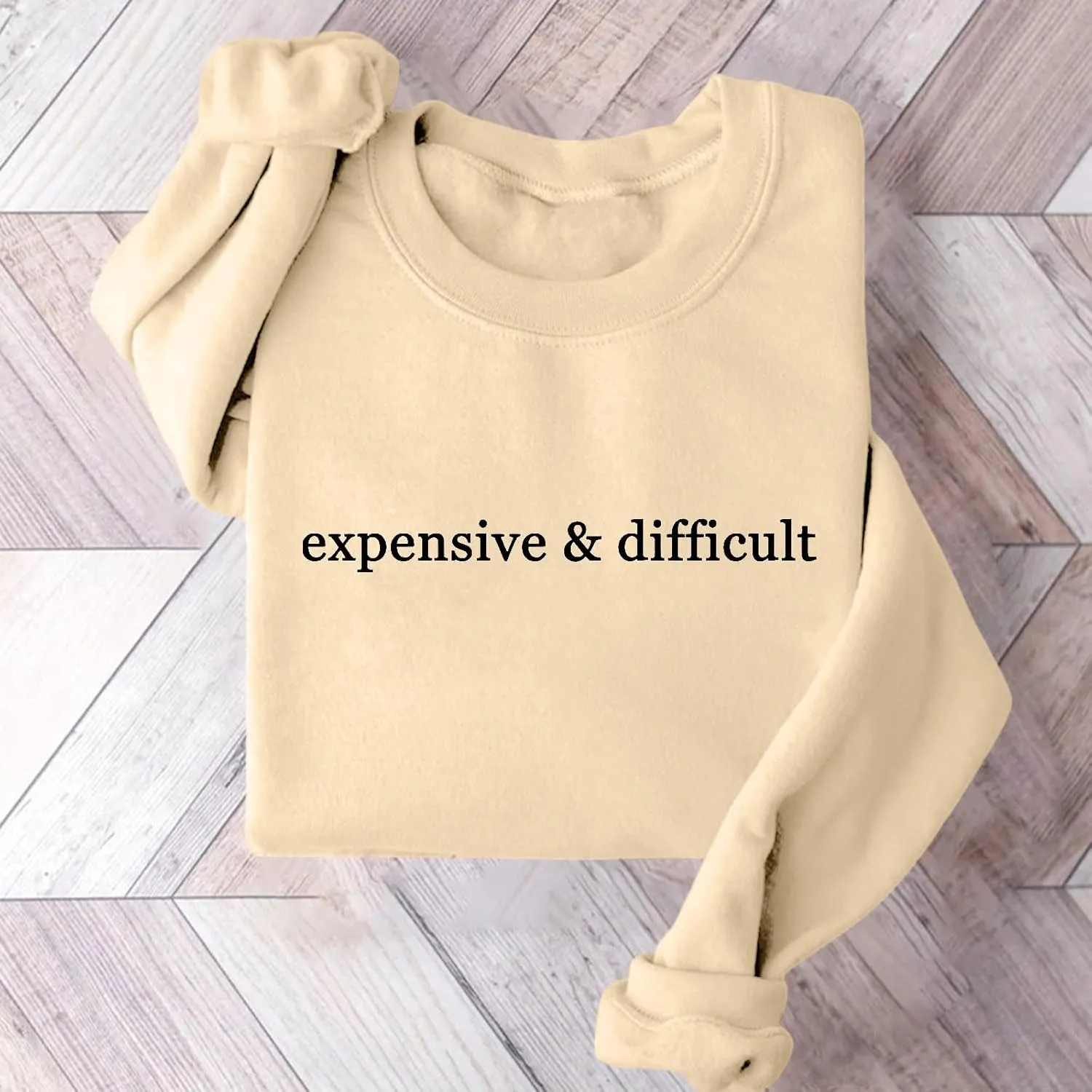 Sweatshirts for Women Funny Expensive and Difficult Graphic Pullover Sweaters Casual Long Sleeve Crew Neck Shirts