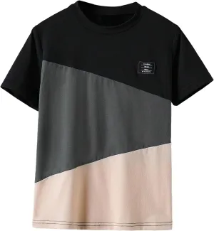 SweatyRocks Boy's Letter Tees Graphic Print Tops Color Block Crewneck Short Sleeve Casual T Shirts