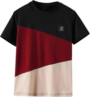 SweatyRocks Boy's Letter Tees Graphic Print Tops Color Block Crewneck Short Sleeve Casual T Shirts