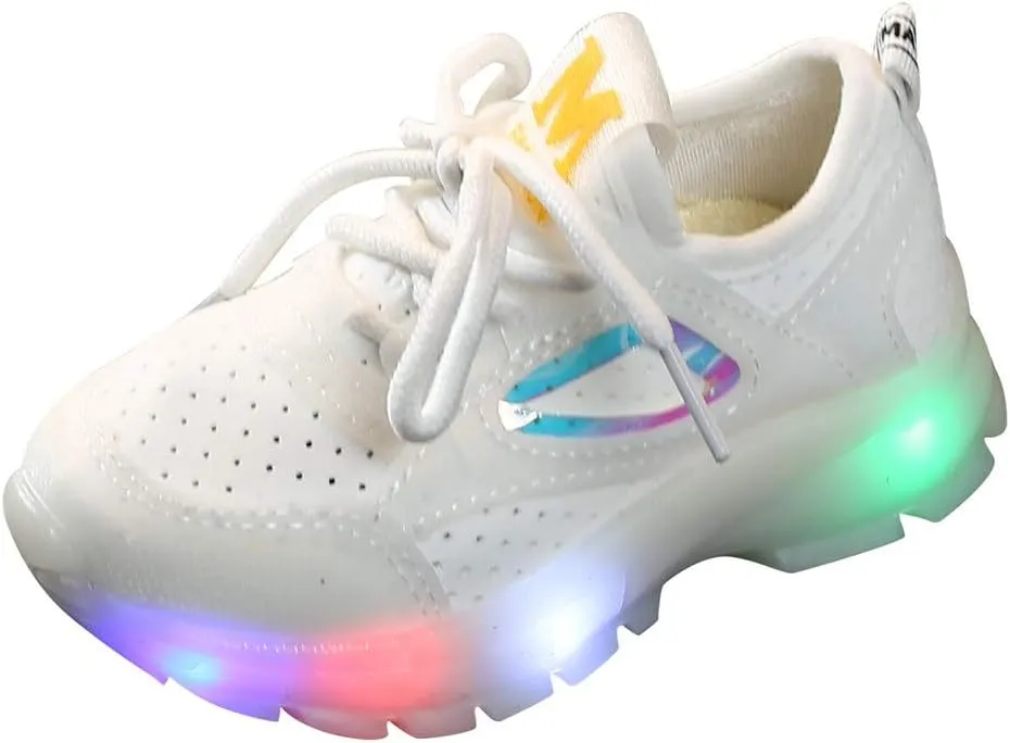 Toddler Kids Led Luminous Sport Shoes 15M-6T Little Boy Girl Solid Breathable Mesh Fashion Run Sneakers Shoes