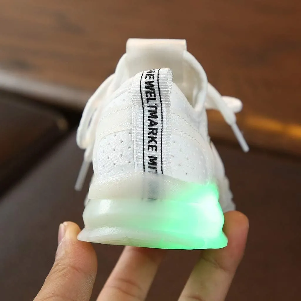 Toddler Kids Led Luminous Sport Shoes 15M-6T Little Boy Girl Solid Breathable Mesh Fashion Run Sneakers Shoes