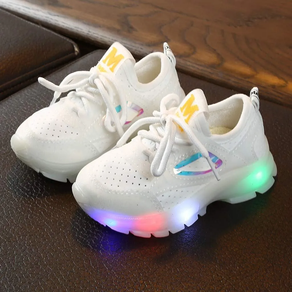 Toddler Kids Led Luminous Sport Shoes 15M-6T Little Boy Girl Solid Breathable Mesh Fashion Run Sneakers Shoes