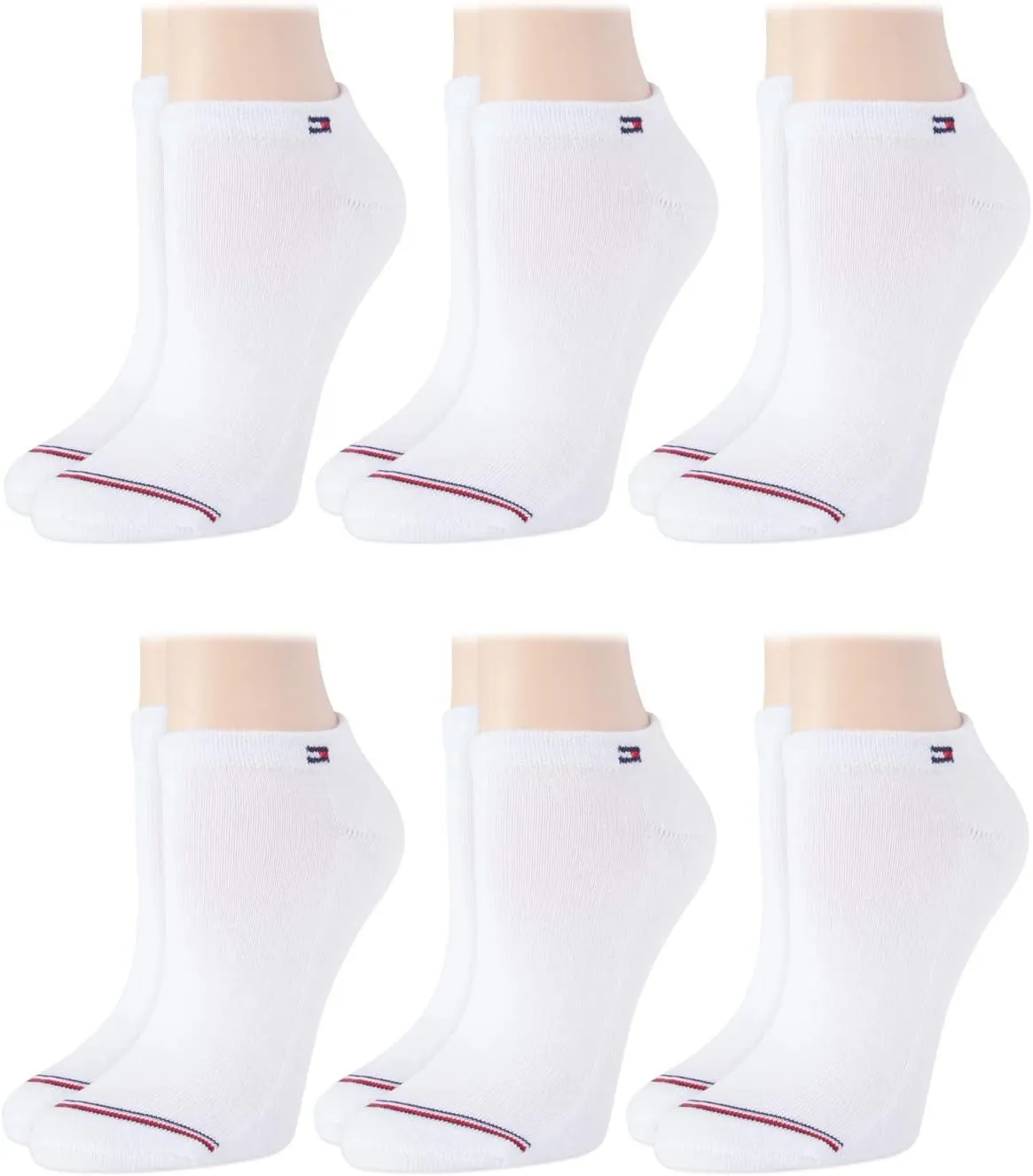 Tommy Hilfiger Womens Socks  Lightweight No Show Liners (6 Pack), Size 4-10, Old White