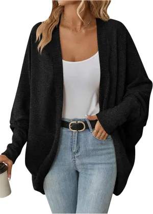 TYQQU Women's Long Sleeve Slouchy Cardigan Cable Knit Open Front Sweater Fashion Casual Outerwear
