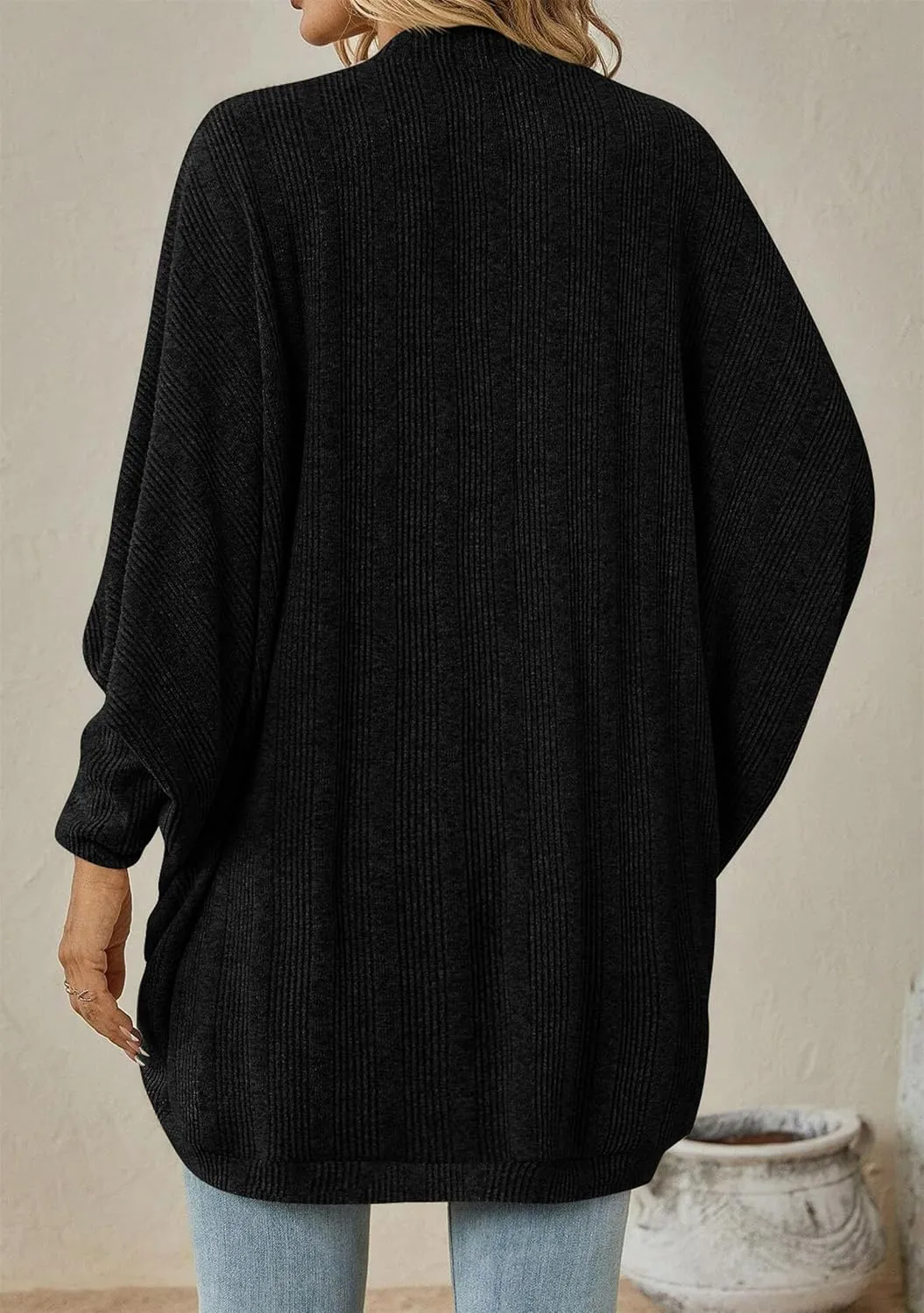 TYQQU Women's Long Sleeve Slouchy Cardigan Cable Knit Open Front Sweater Fashion Casual Outerwear