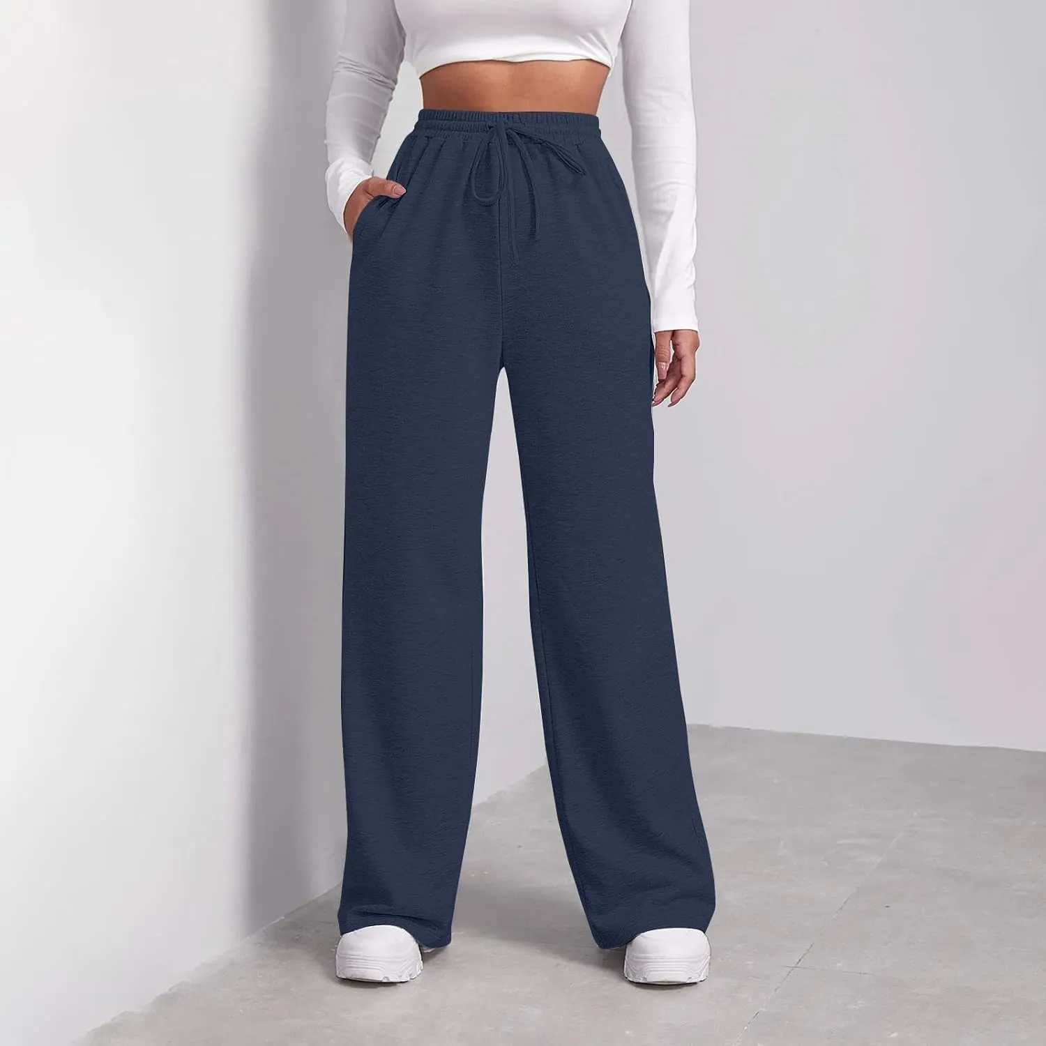 Wide Leg Sweatpants Women Baggy High Waisted Y2k Athletic Sweat Pants Casual Comfy Cotton Joggers with Pockets