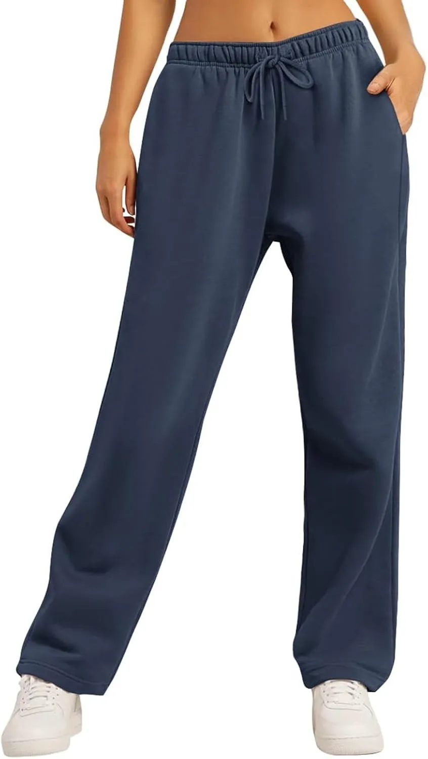 Wide Leg Sweatpants Women Baggy High Waisted Y2k Athletic Sweat Pants Casual Comfy Cotton Joggers with Pockets