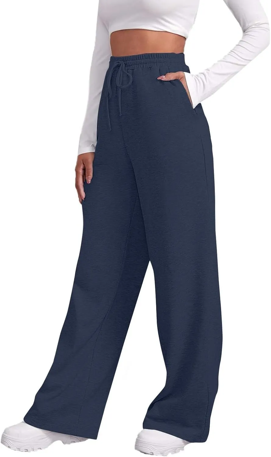 Wide Leg Sweatpants Women Baggy High Waisted Y2k Athletic Sweat Pants Casual Comfy Cotton Joggers with Pockets