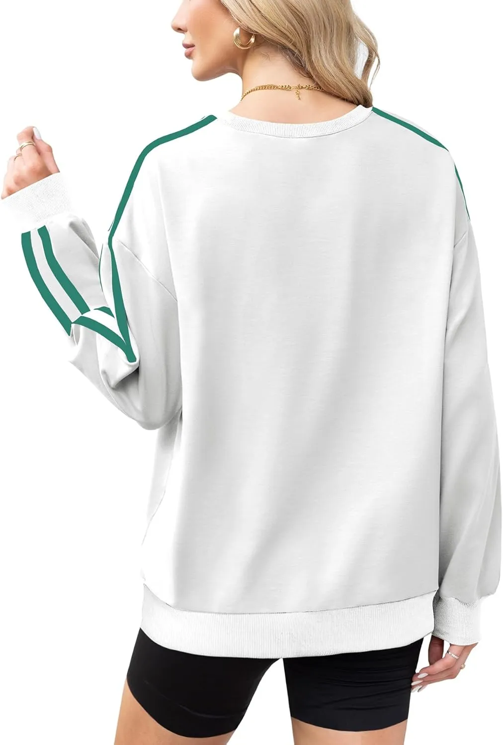 WIHOLL Womens Sweatshirts Oversized Long Sleeve Pullover Striped Shirts Crewneck Fall Outfits Y2K Preppy Clothes