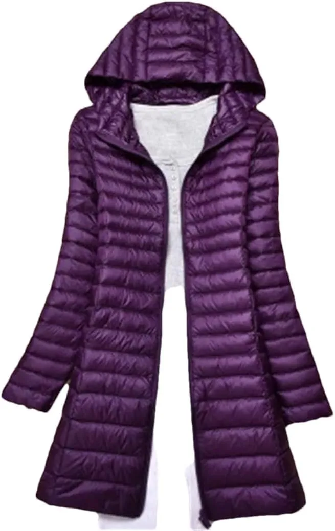 Winter Women Midi Long Hooded Jacket Down Coat Parka Ladies Warm Puffer Outerwears
