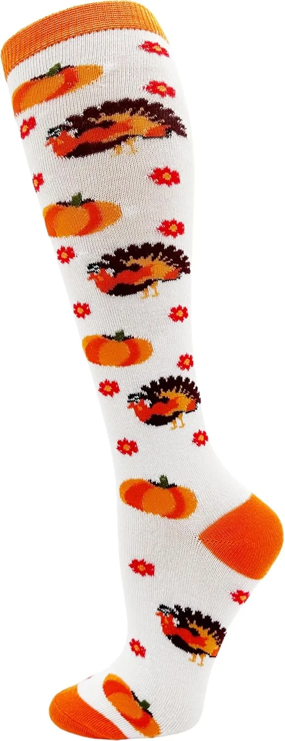 Winterlace Autumn Socks for Women Girls, 12 Pairs Bulk Fall Leaves Thanksgiving Holiday Colorful Pattern Novelty Cute