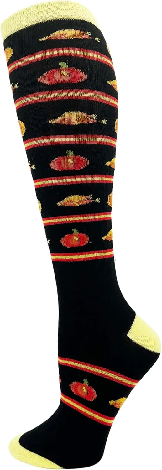 Winterlace Autumn Socks for Women Girls, 12 Pairs Bulk Fall Leaves Thanksgiving Holiday Colorful Pattern Novelty Cute