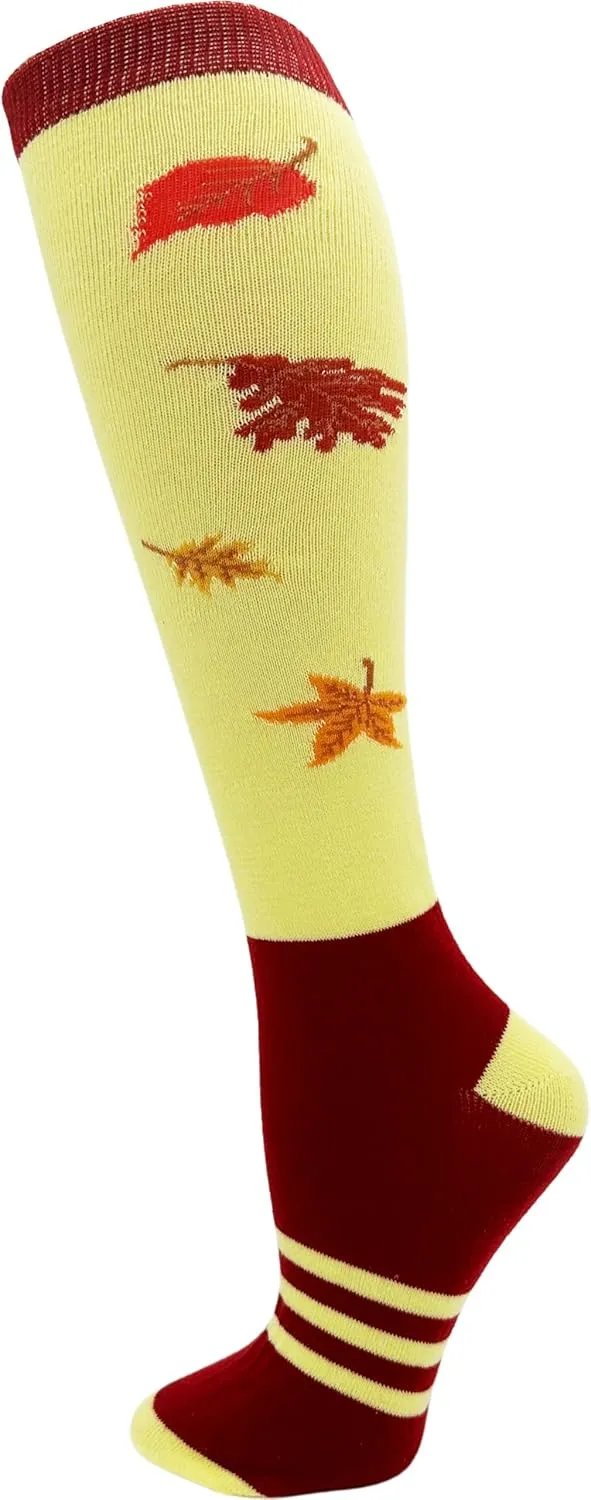 Winterlace Autumn Socks for Women Girls, 12 Pairs Bulk Fall Leaves Thanksgiving Holiday Colorful Pattern Novelty Cute
