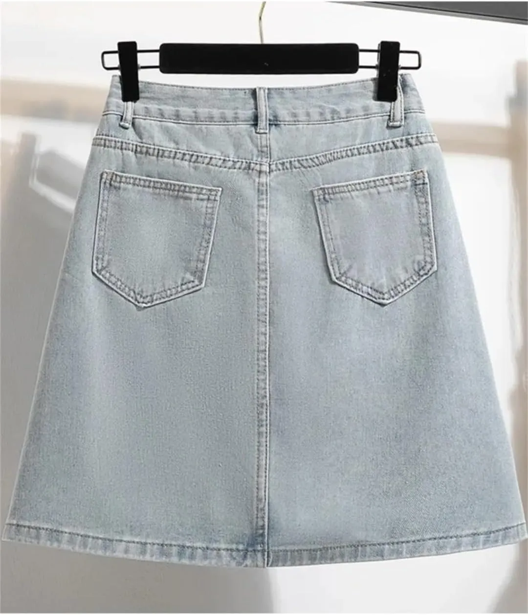 Women Denim A-Line Mini Skirts Summer Irregular Ruffle Pleated Skirts