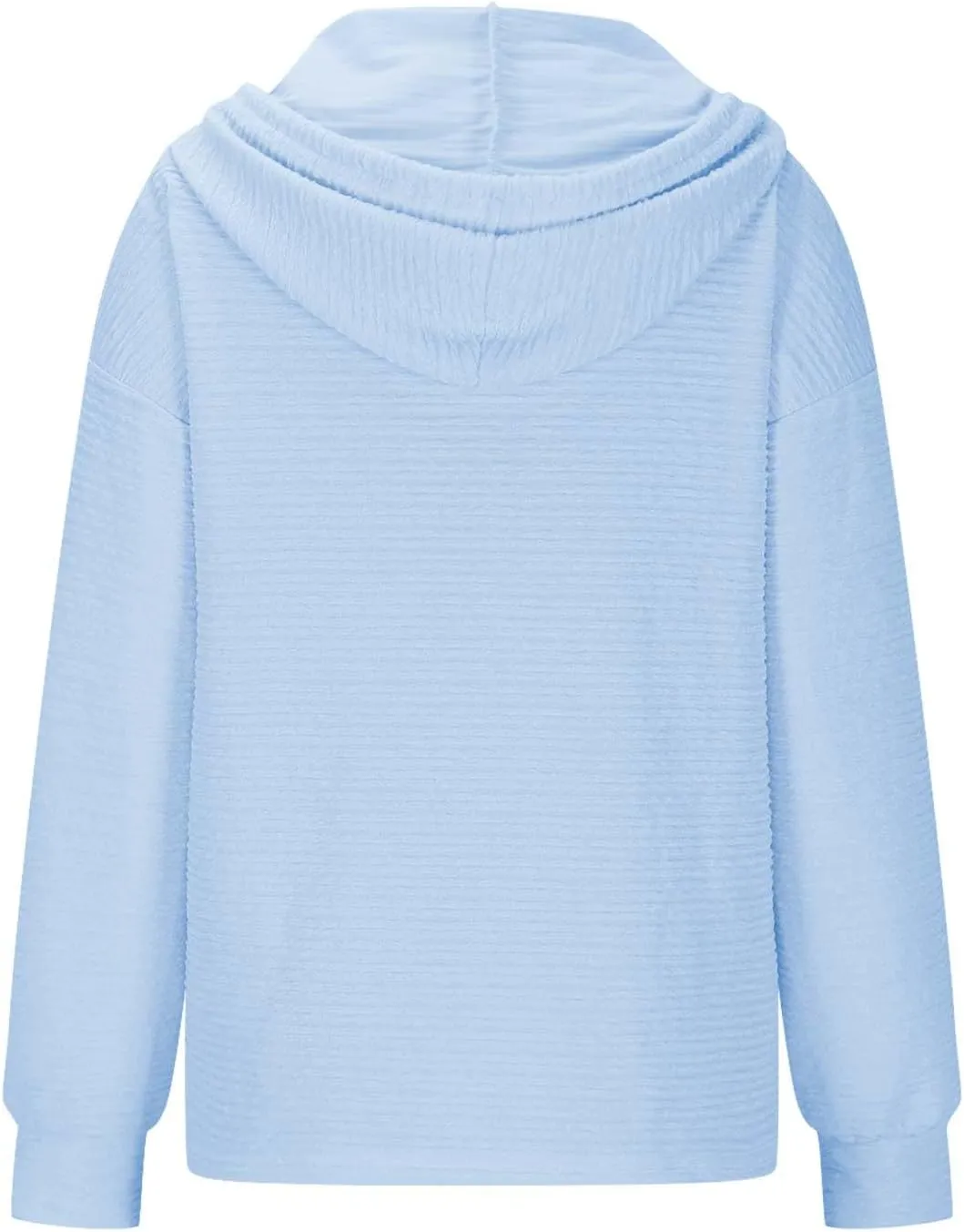Women Fall Long Sleeve Casual Button V Neck Hoodies Oversized Sweatshirt Hooded Durable Breathable Basic Pullover