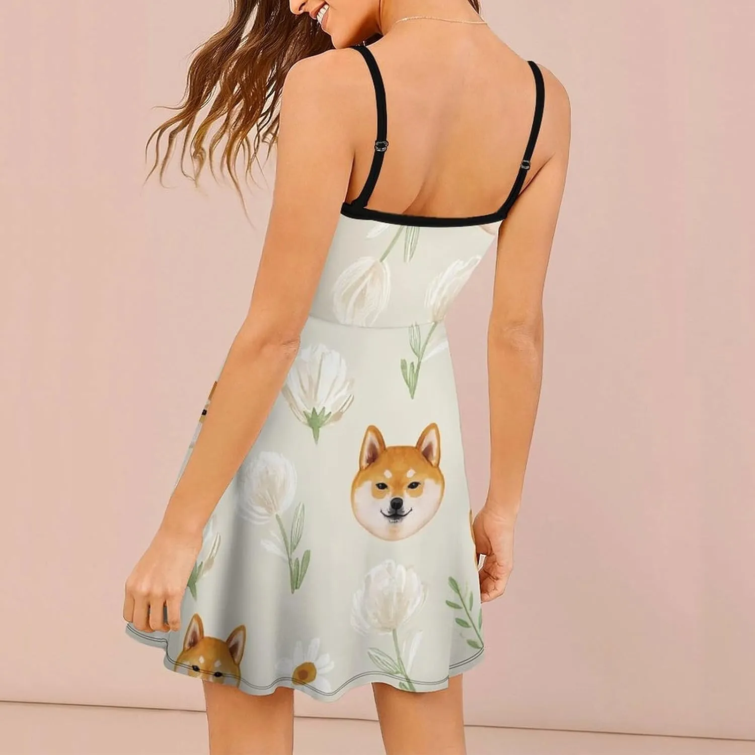 Women Girls U-Neck Sleeveless Flared Midi Dress for Party Holiday Beach