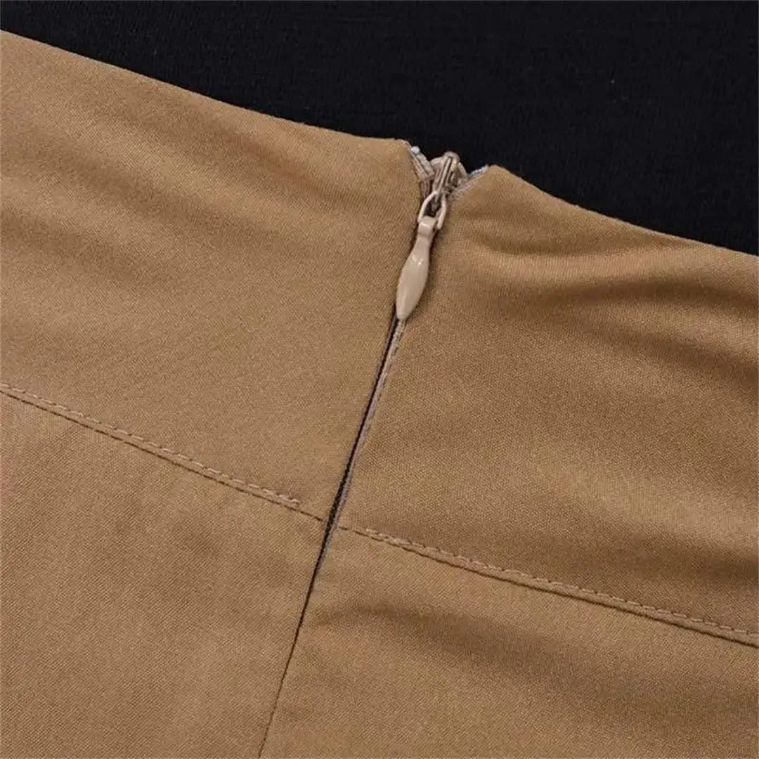 Women High Waist Spring Vintage Office Pleating Swing Skirt Holiday Loose Solid Maxi Skirt