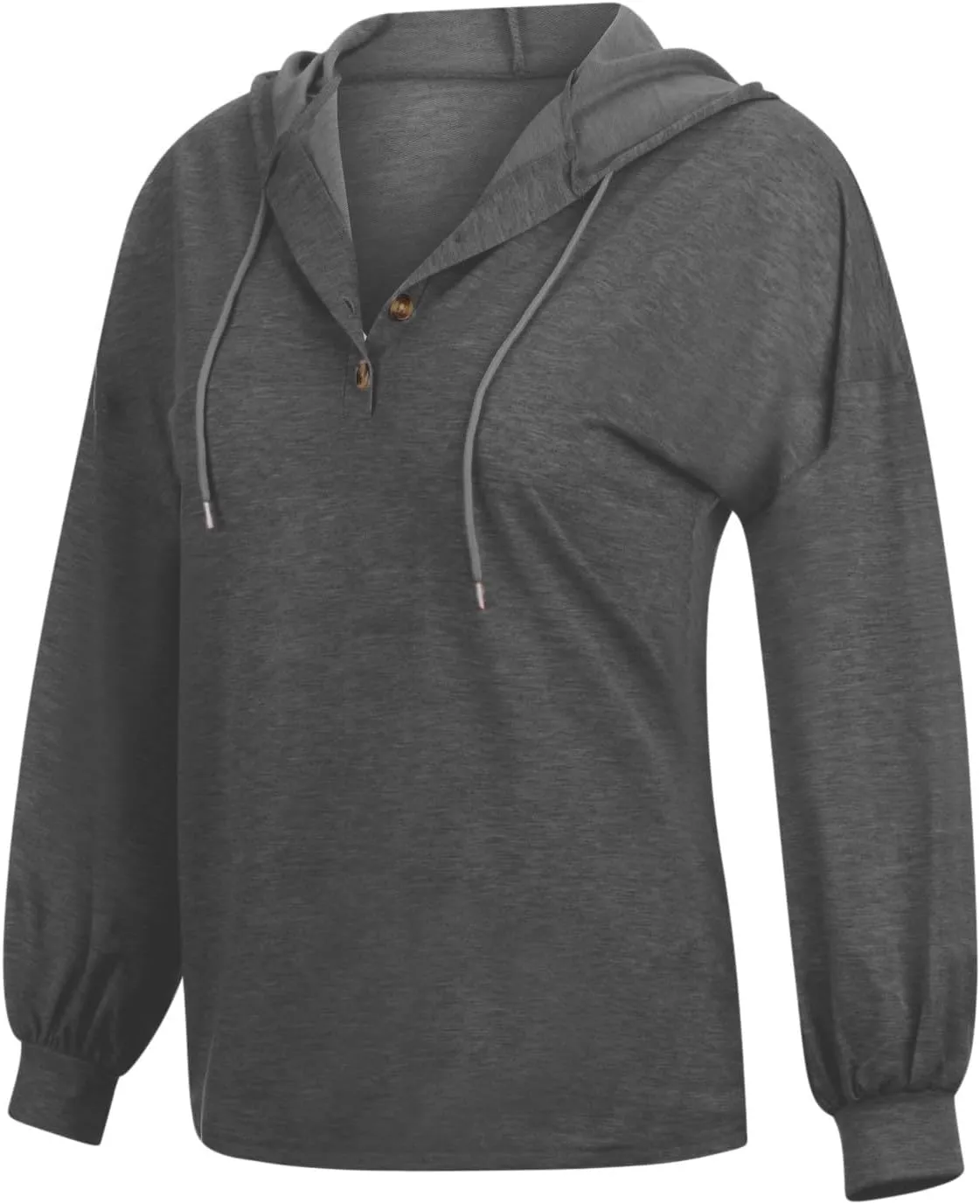Women Hoodies Drawstring Long Sleeve Pullover Drop Shoulder V Neck Sweatshirt Casual Versatile Trendy Hooded Shirt