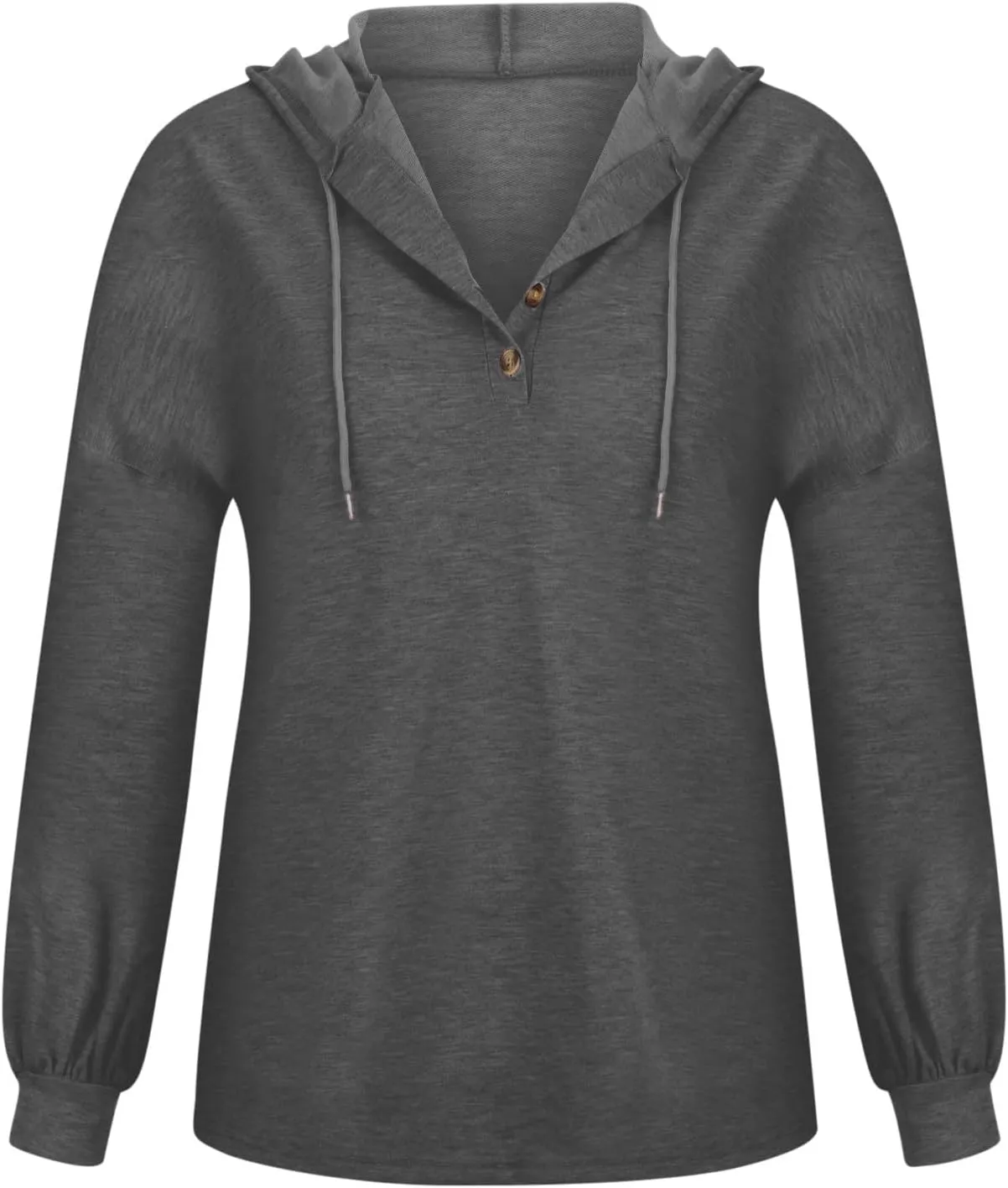 Women Hoodies Drawstring Long Sleeve Pullover Drop Shoulder V Neck Sweatshirt Casual Versatile Trendy Hooded Shirt