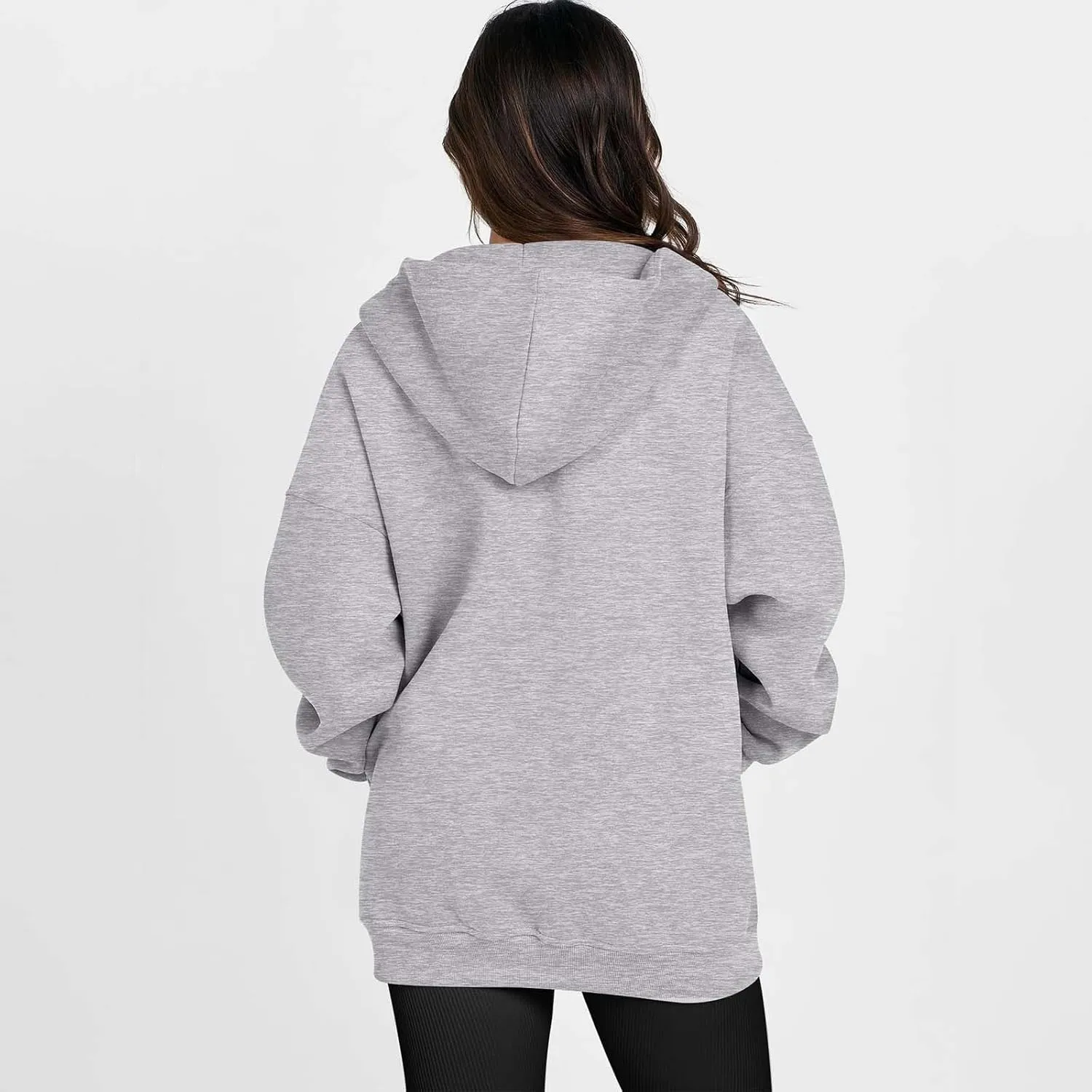 Women Hoodies Long Sleeve Pullover Button V Neck Sweatshirts Solid Color Business Casual Elegant Spring Fall Top