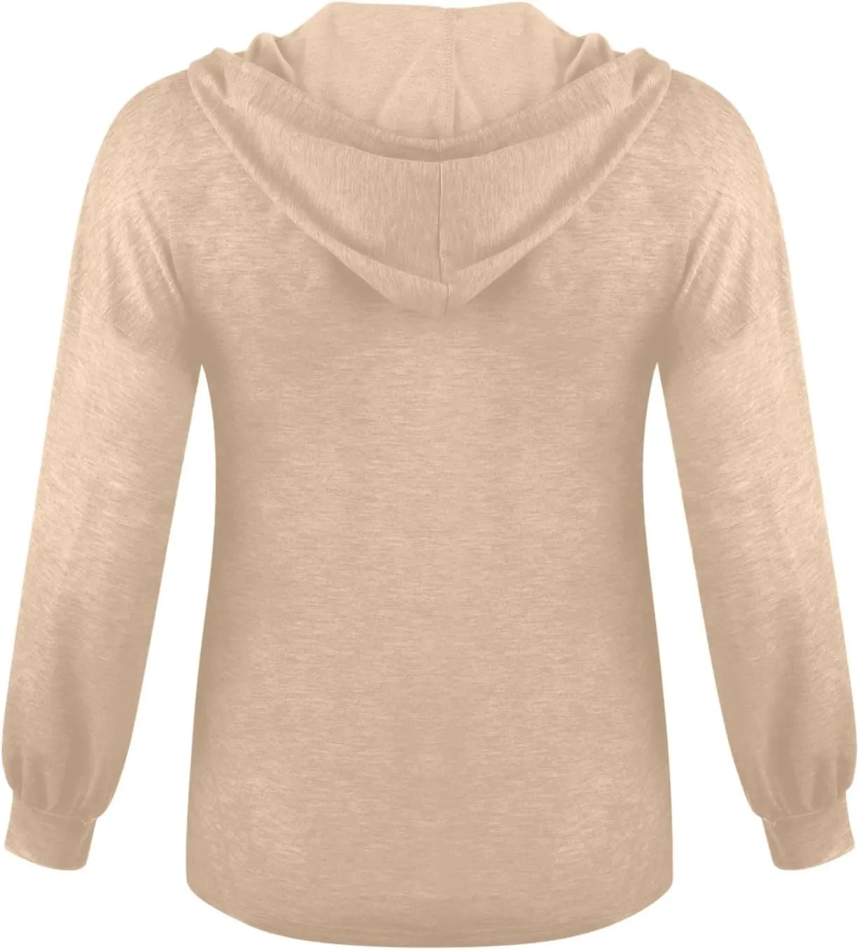 Women Hoodies Long Sleeve Pullover Button V Neck Sweatshirts Solid Color Business Casual Elegant Spring Fall Top