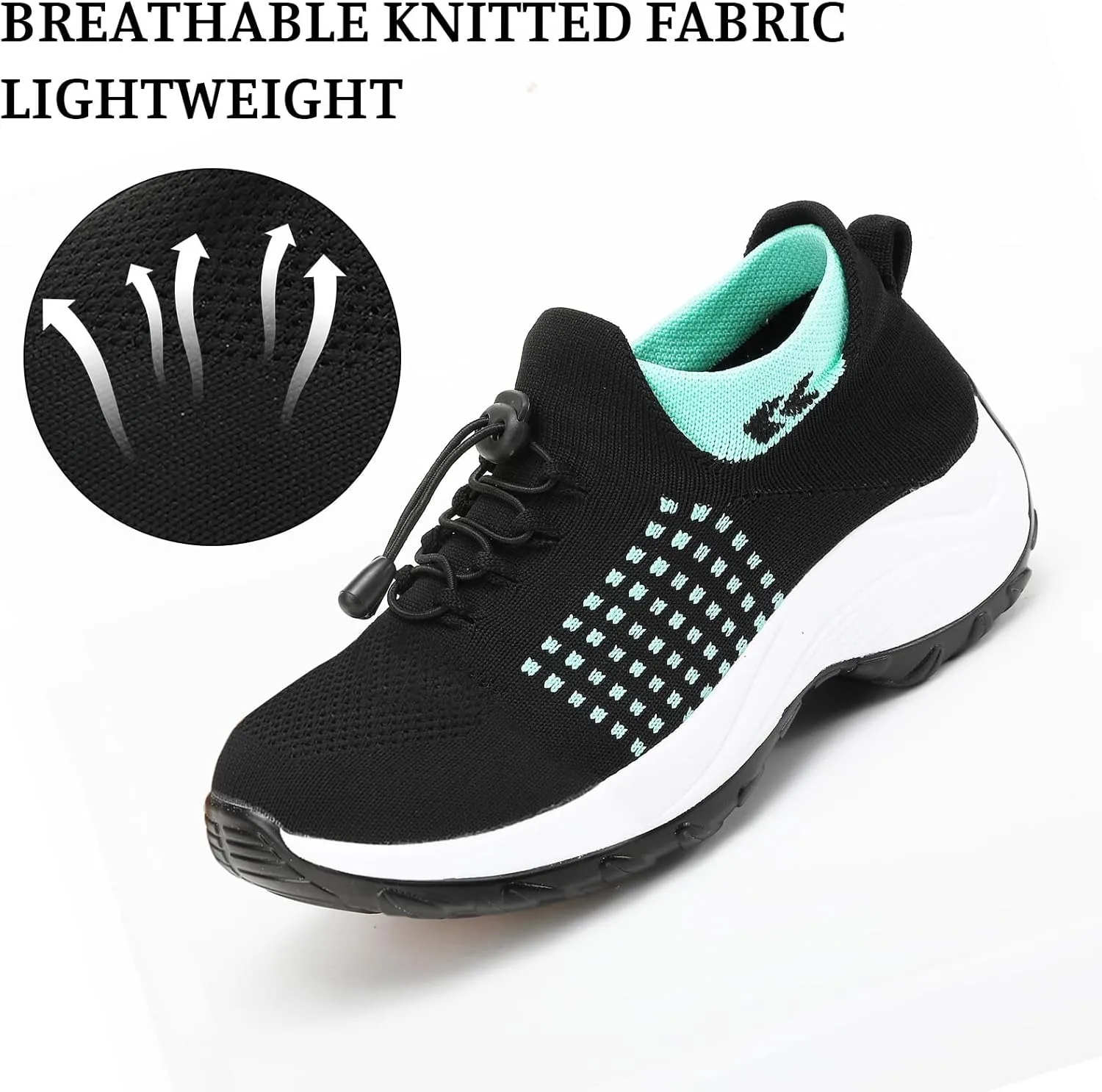 Women Orthopedic Sneakers Slip On for Walking, Breathable Comfortable, Thick Bottom Air Cushion, Non Slip for Gym, Casual Ladies Athletic Shoe