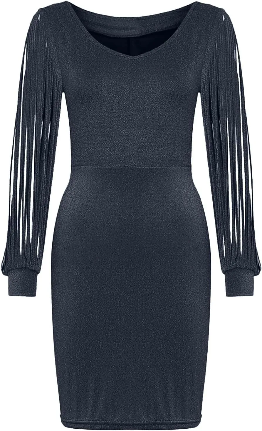 Women Sequin Bodycon Midi Dress Elegant Long Sleeve Cutout Party Evening Gown Formal Dresses
