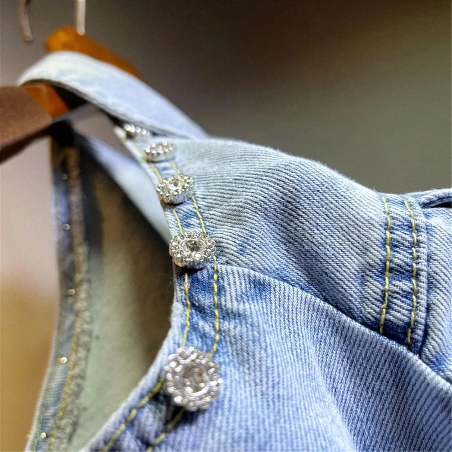 Women Vintage Lightweight Slim Short Denim Jacket Off The Shoulder Lapel Long Sleeve Cowboy Jacket
