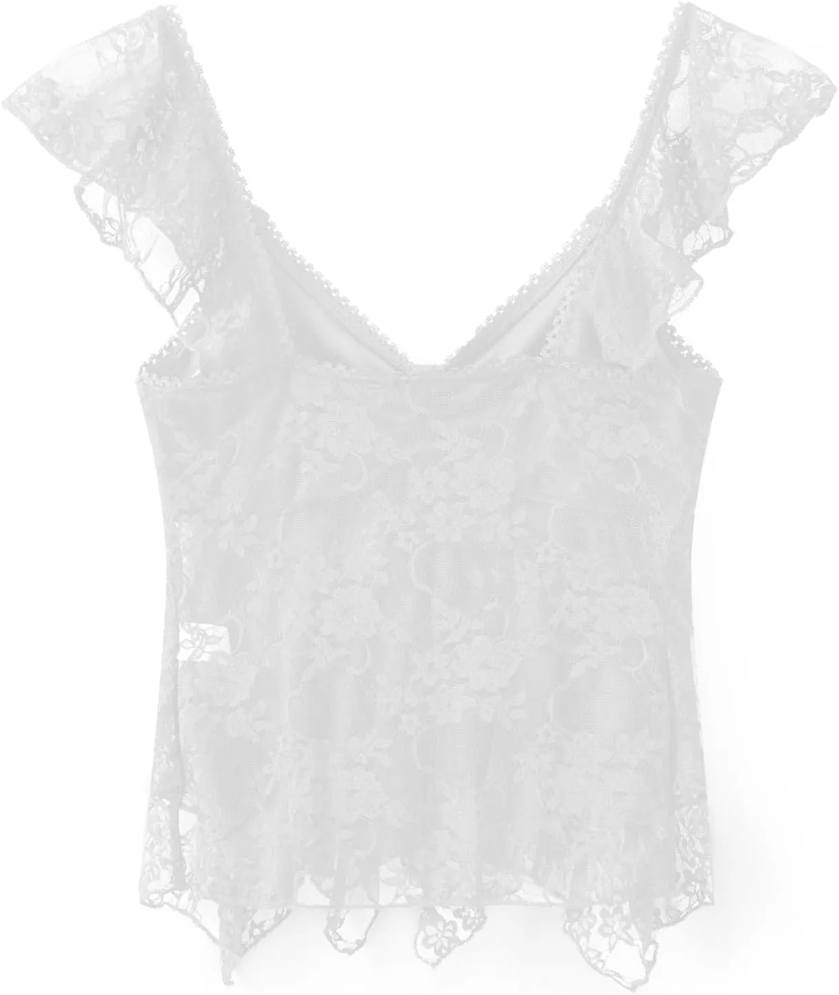 Women Y2k Lace Crop Top Sexy Slim Fit V Neck See Through Mesh Sheer Camisole Fairy Grunge Aesthetic Summer Streetwear
