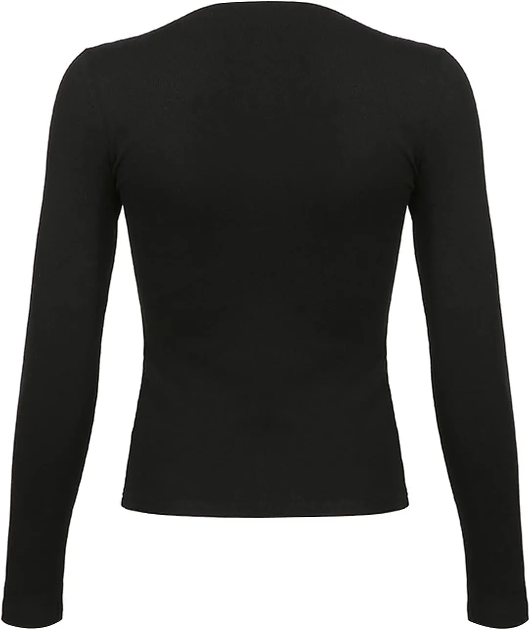 Women Y2K Long Sleeve Top Tee Sexy Patchwork Square Collar Black Basic Slim Fit Blouse Tops Streewear