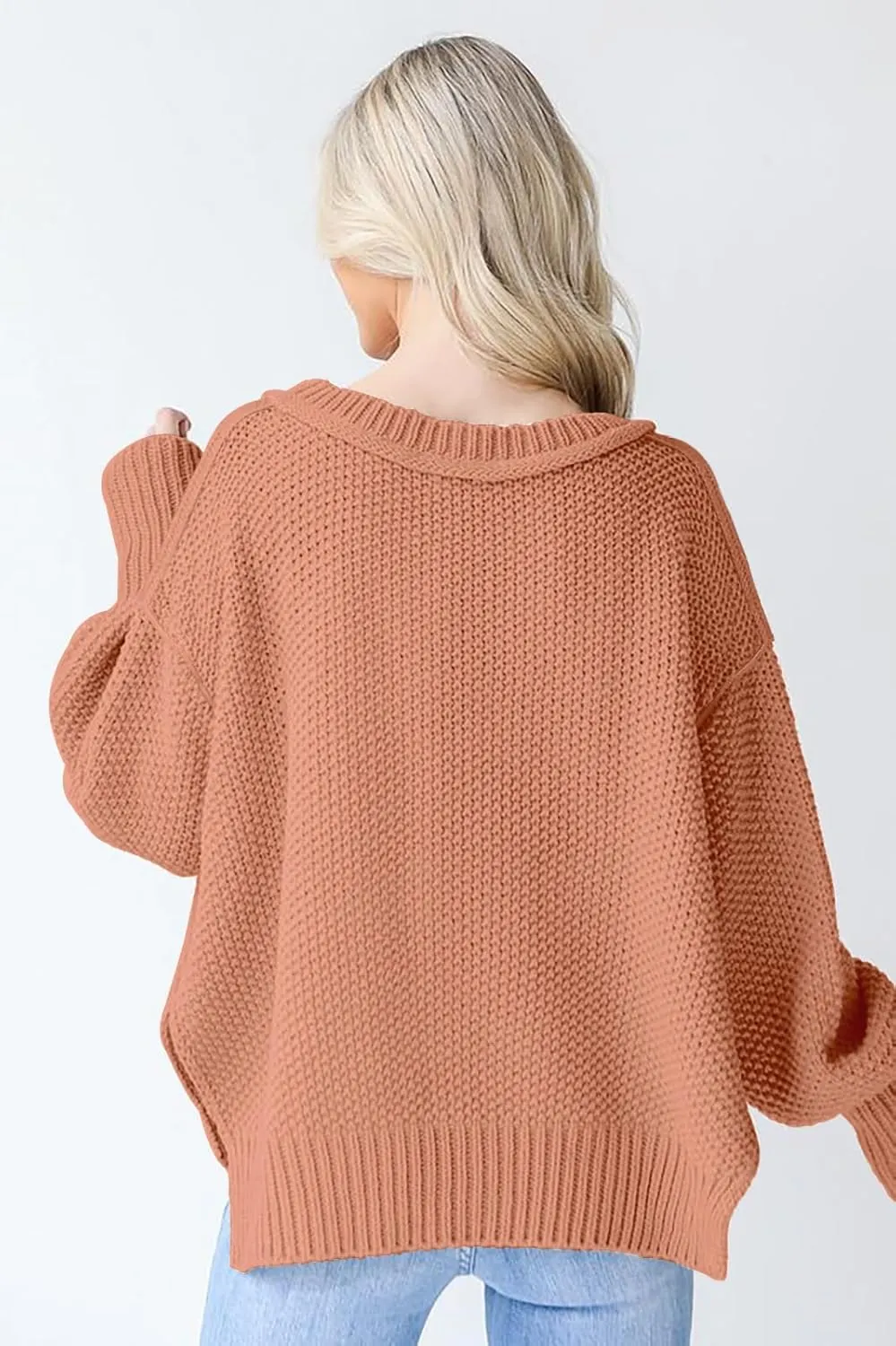 Women's 2024 Crewneck Long Sleeve Loose Oversized Chunky Knitted Pullover Sweater Jumper Tops