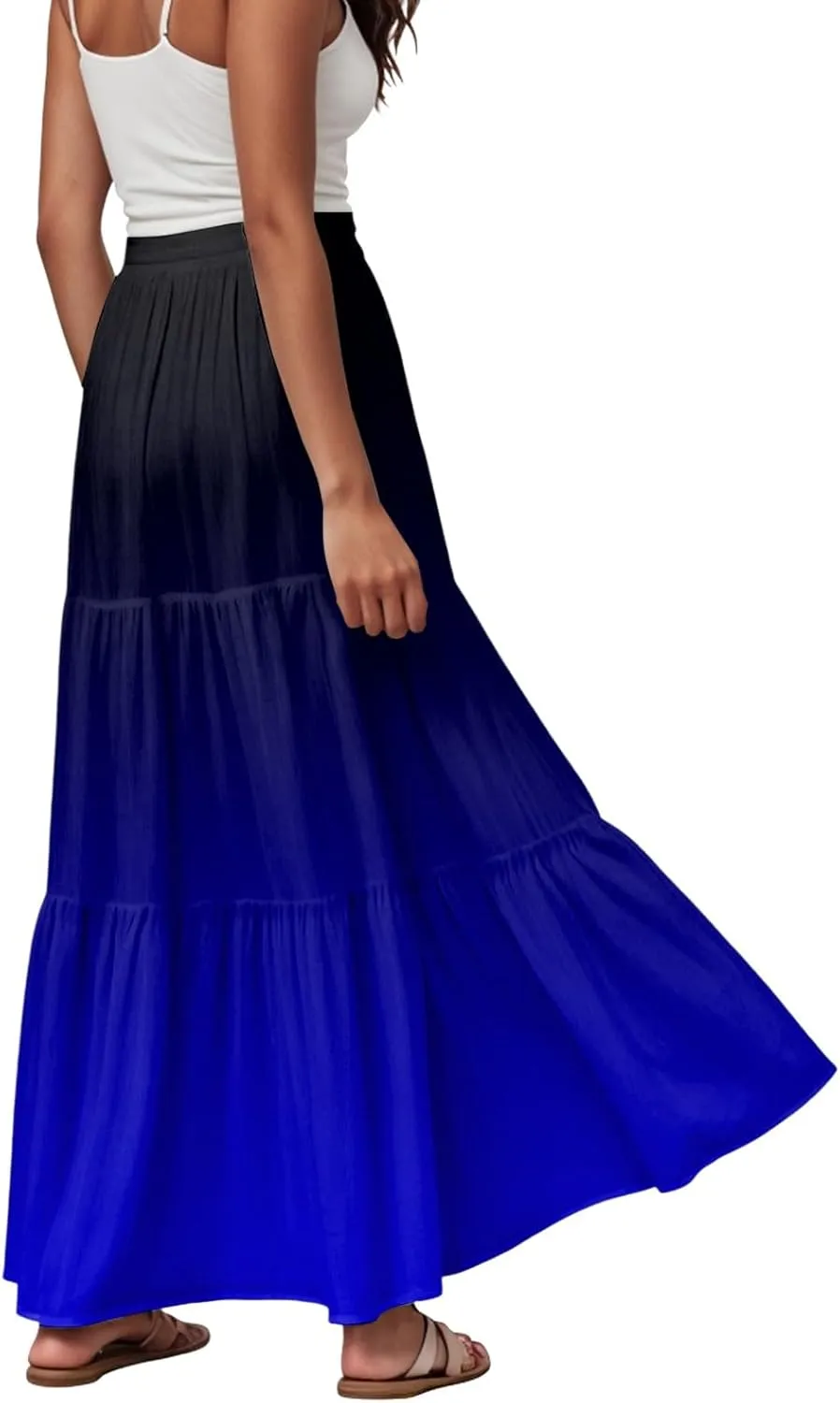 Women's 2025 Spring Summer High Waist Boho Floral Maxi Skirt Casual Flowy Swing A Line Beach Long Skirts