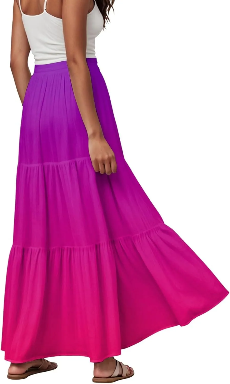Women's 2025 Spring Summer High Waist Boho Floral Maxi Skirt Casual Flowy Swing A Line Beach Long Skirts