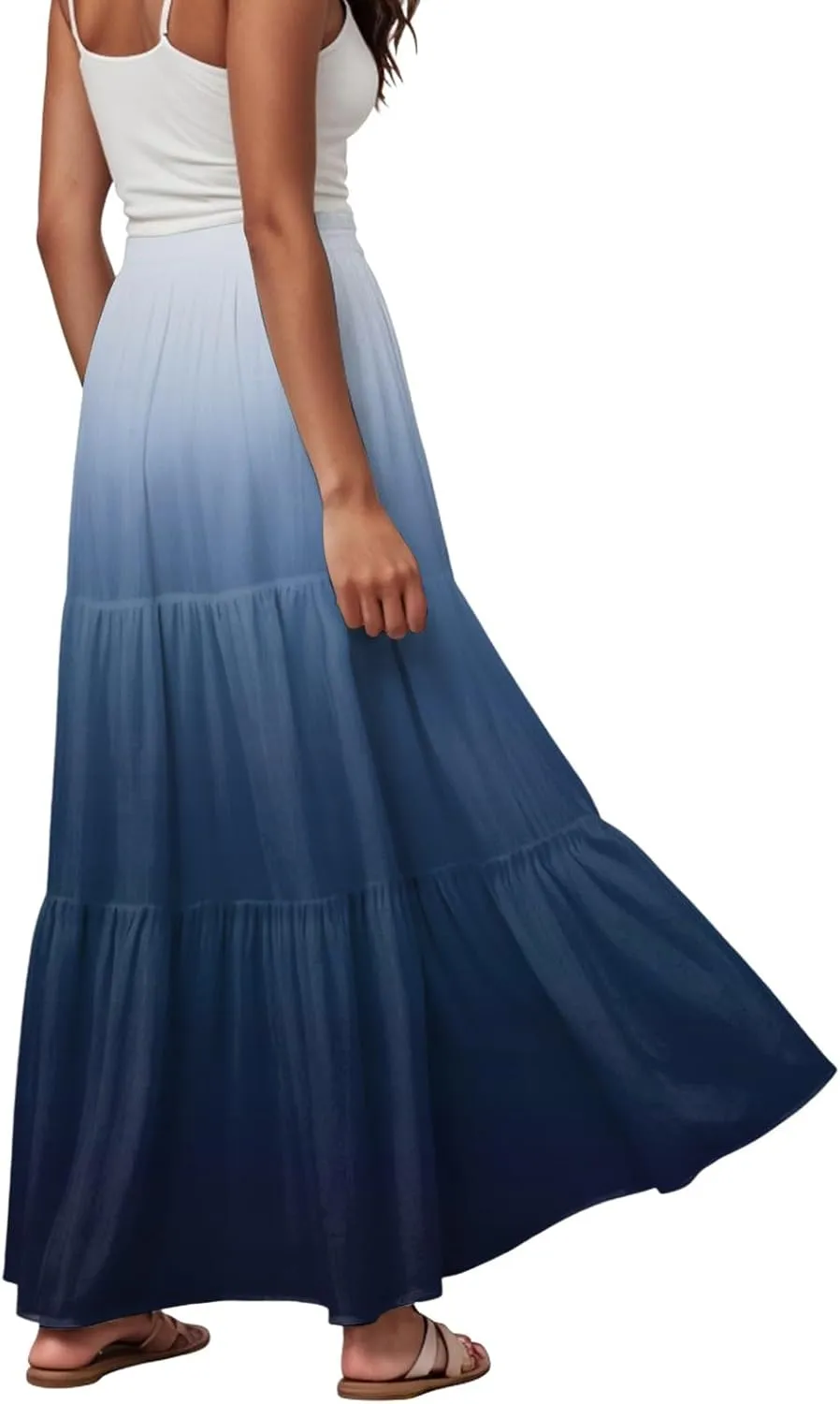 Women's 2025 Spring Summer High Waist Boho Floral Maxi Skirt Casual Flowy Swing A Line Beach Long Skirts