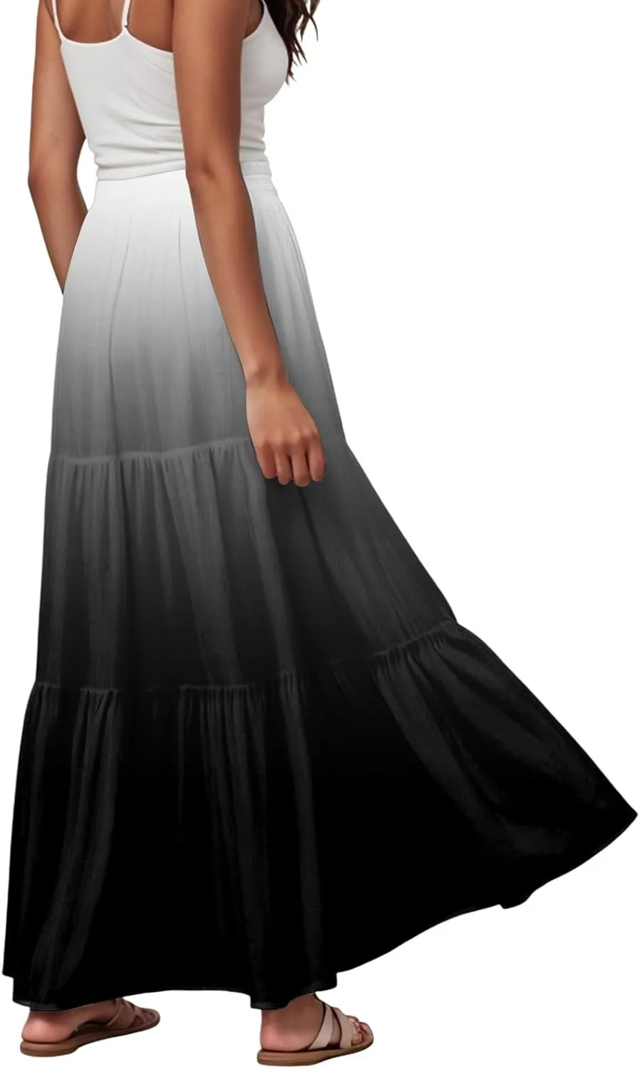 Women's 2025 Spring Summer High Waist Boho Floral Maxi Skirt Casual Flowy Swing A Line Beach Long Skirts