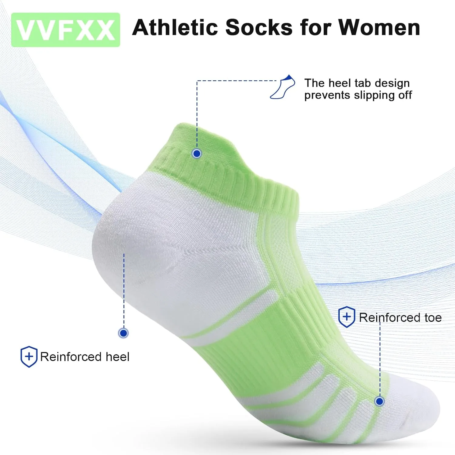 Women's Ankle Athletic Moisture Wicking Socks Running Short Thick Breathable Cushioned Low Cut Tab Sports Socks 6 Pairs