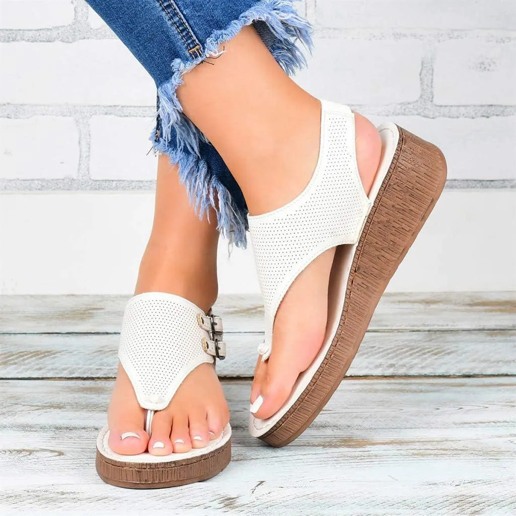 Womens Bohemian Flat Sandals Elastic Ankle Strap Dressy Summer Shoes Comfortable Beach Walking Slides Lightweight Casual Outdoor Footwear Orthopedic Shoes for Women