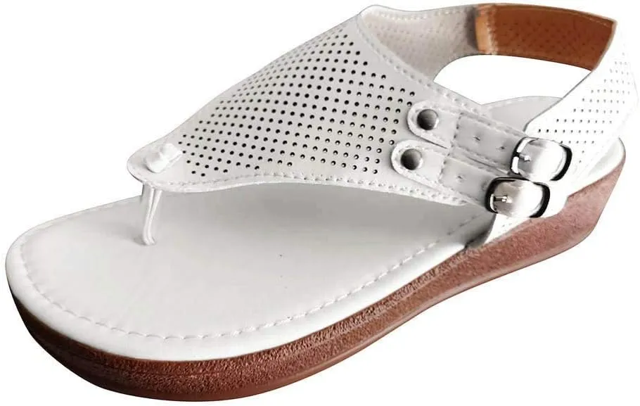 Womens Bohemian Flat Sandals Elastic Ankle Strap Dressy Summer Shoes Comfortable Beach Walking Slides Lightweight Casual Outdoor Footwear Orthopedic Shoes for Women