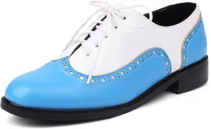 Women's Comfortable Multicolor Wingtip Shoes Lace Up Oxford Brogue Formal Business Classic Dress Vintage Low Heel Flat Closed Round Toe Pumps