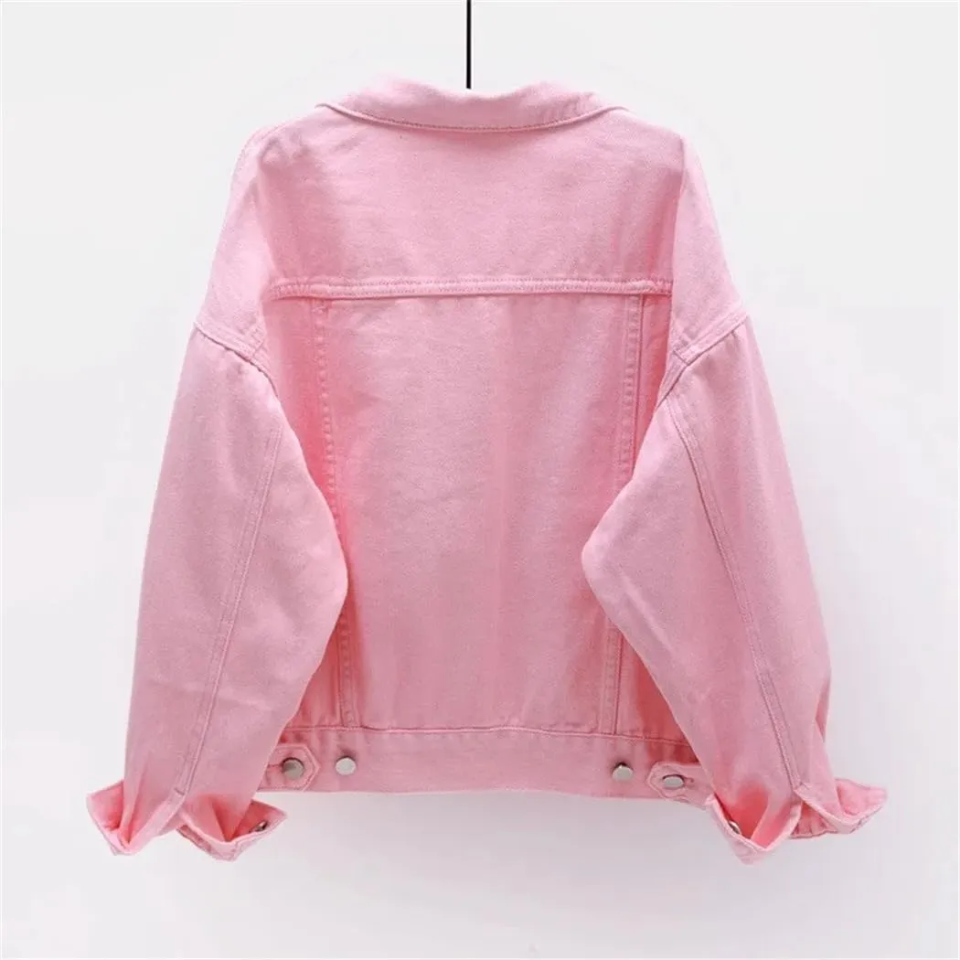 Women's Denim Jacket Spring Autumn Short Coat Jackets Casual Loose Tops Lady Outerwear