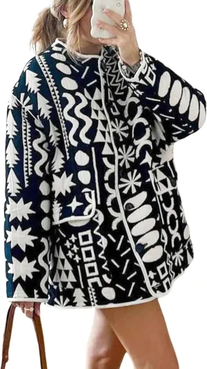 Womens Floral Quilted Jacket Lightweight Button Down Cardigan Outwear Casual Puffy Padded Coat