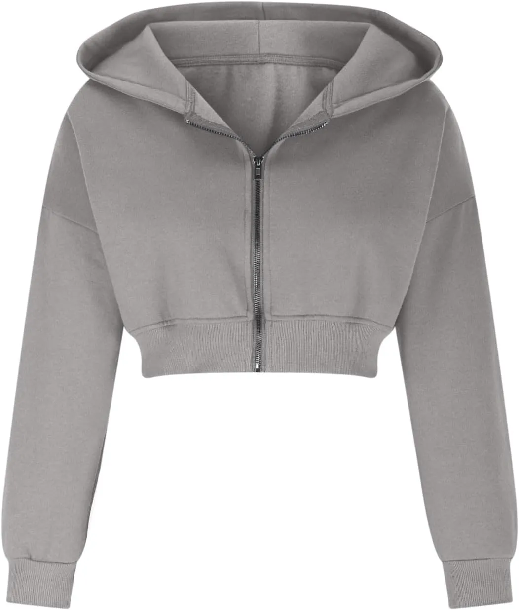 Womens Full Zip Up Hoodies Cropped Sweatshirts Fall Long Sleeve Fleece Jackets Casual Y2k Hooded Tops 2024