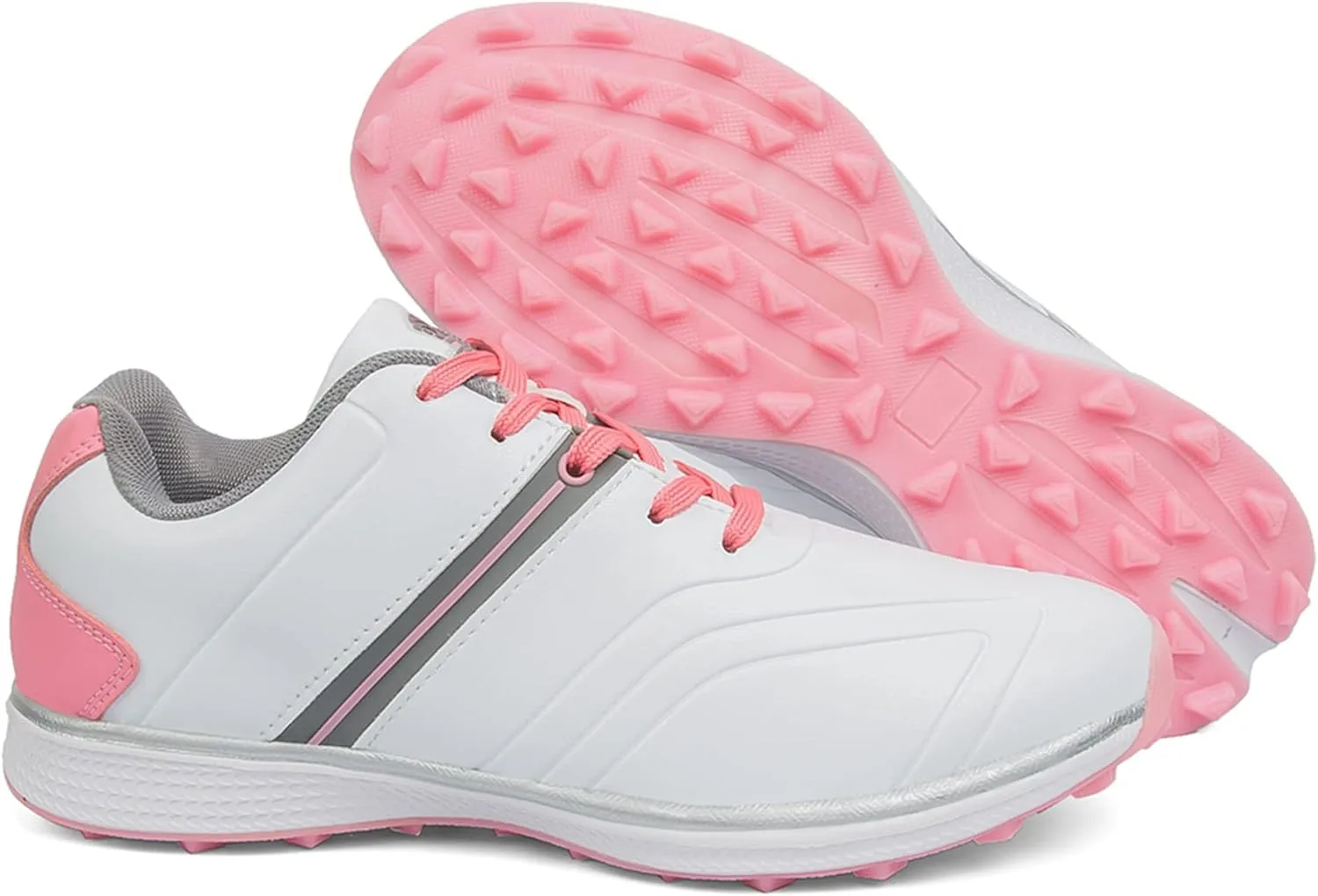 Women's Golf Shoes Spikeless Lace-Up Golf Trainers Waterproof Breathable Comfortable Lightweight