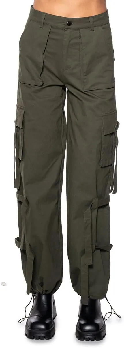 Women's High Waisted Cargo Pants Straight Wide Leg Pants Casual Pants 6 Pockets Combat Military Trousers