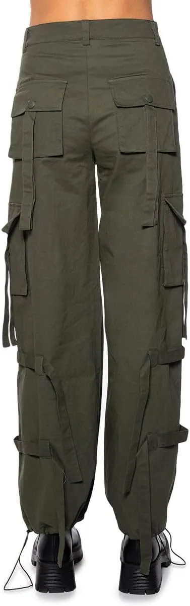 Women's High Waisted Cargo Pants Straight Wide Leg Pants Casual Pants 6 Pockets Combat Military Trousers