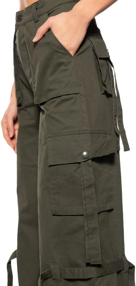 Women's High Waisted Cargo Pants Straight Wide Leg Pants Casual Pants 6 Pockets Combat Military Trousers